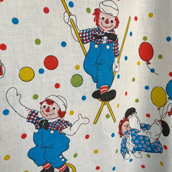 Vintage 80s Raggity Ann Flat Bed Sheet Textile Supply Upcycling Fabric - Picture 2 of 8